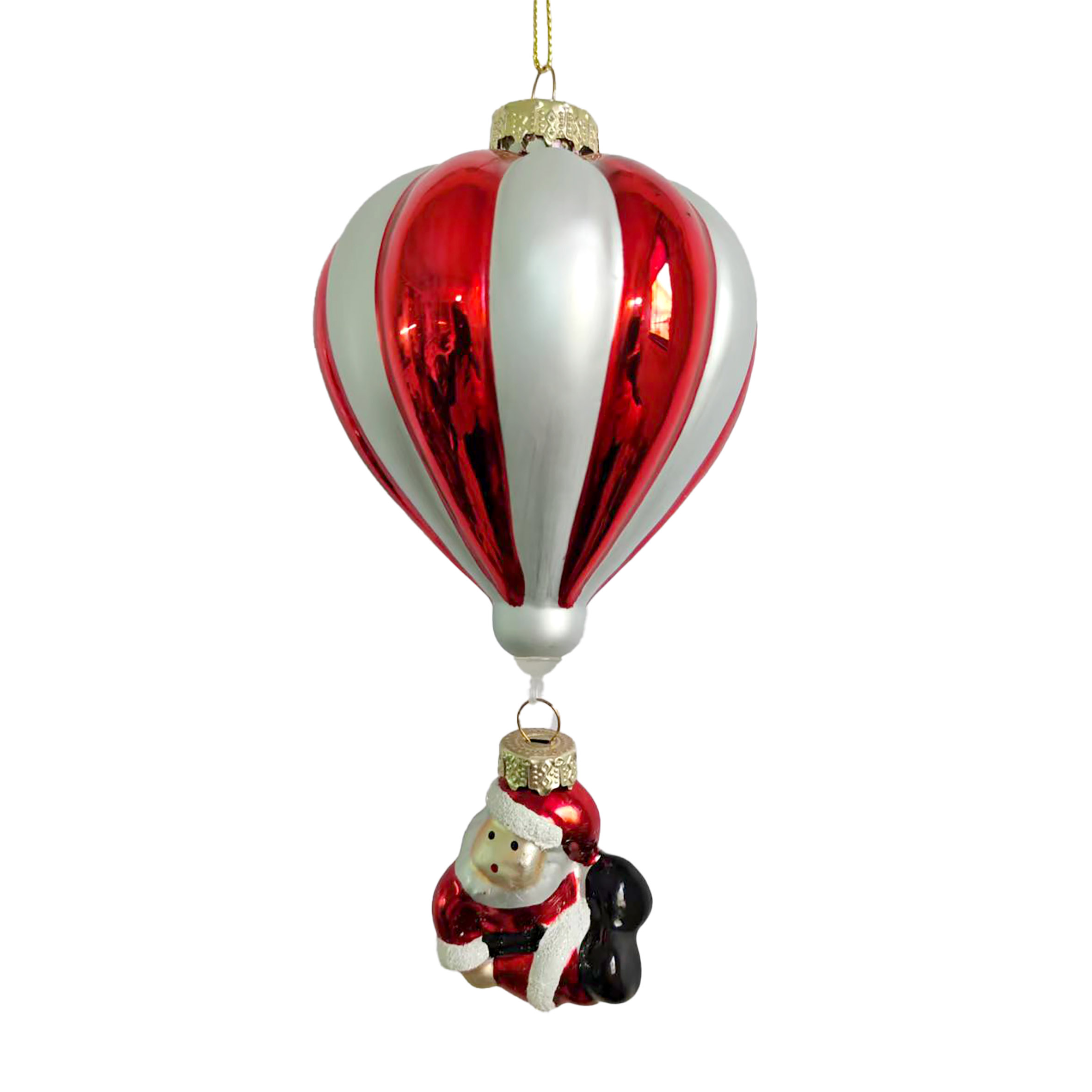 Weihnachtskugel, Ballon-Form, RotSilber, Glitzer, Schmuckanhänger