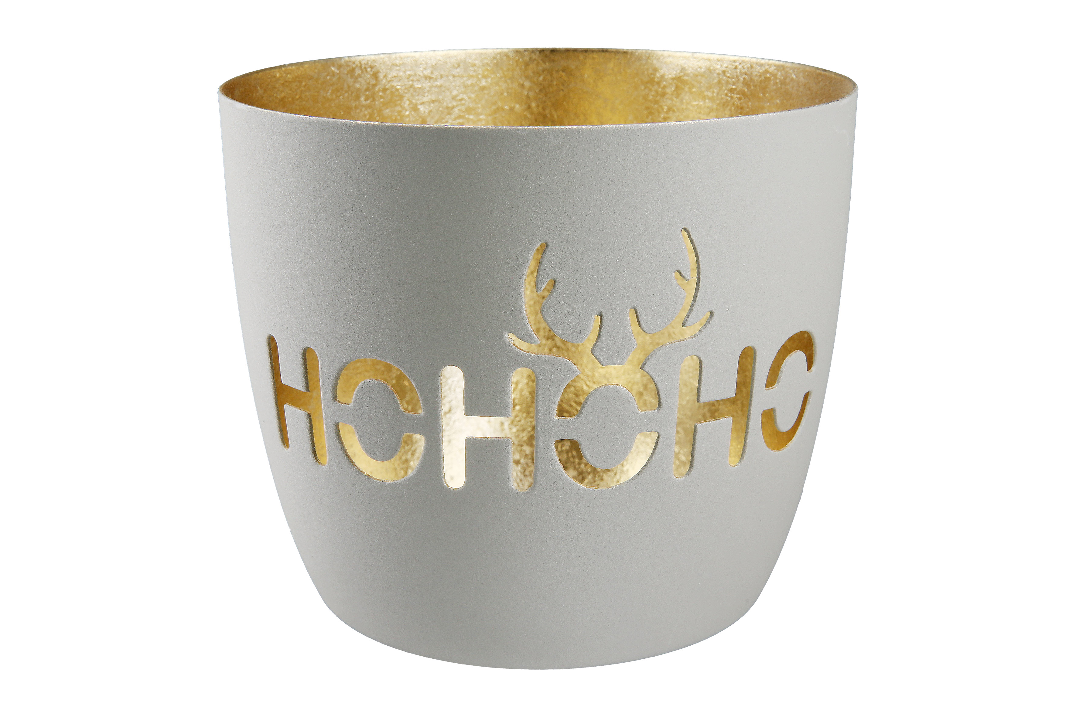 Windlicht HoHoHo Metall grau 9cm Pokal