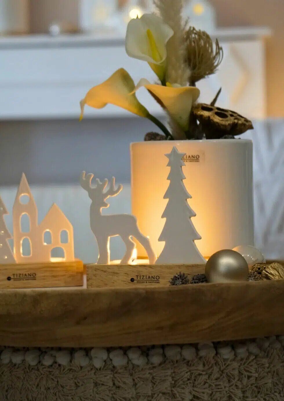 Lichtobjekt Sandane Hirsch 12cm cremeweiß