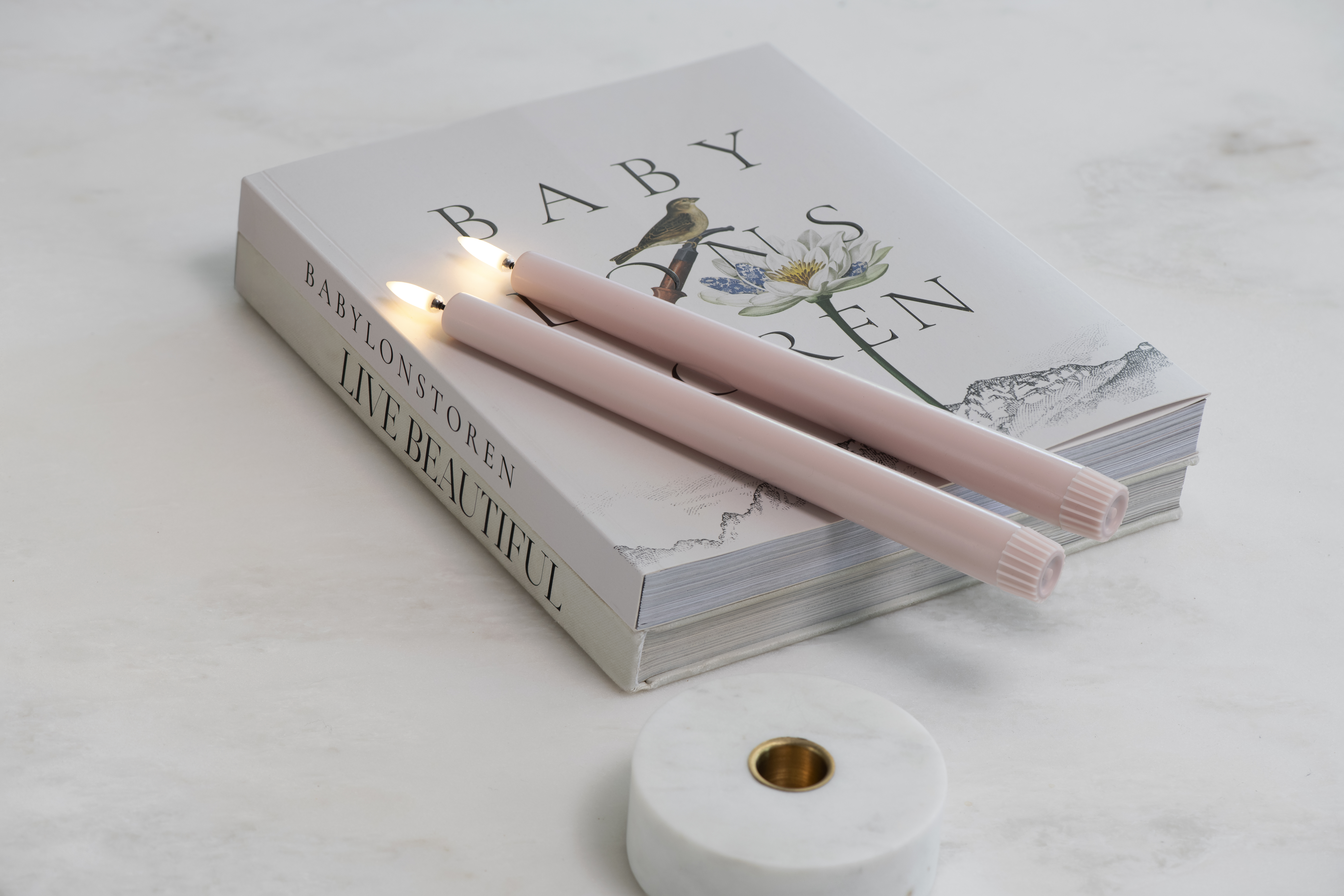 Uyuni LED Tafelkerze 25cm Rose Powder 2 Stück