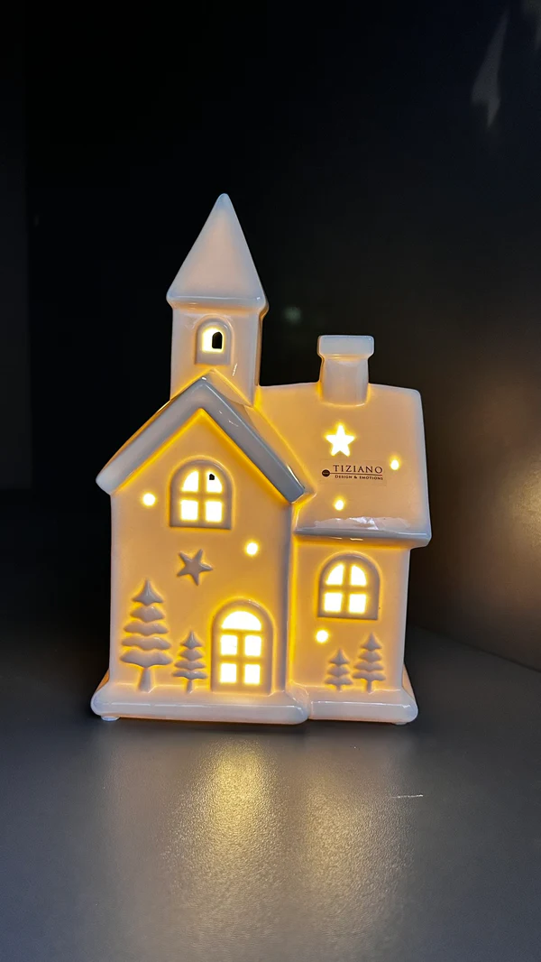 Kirche Spirito 16cm LED cremeweiß Porzellan Kirche Spirito 16cm LED cremeweiß Porzellan