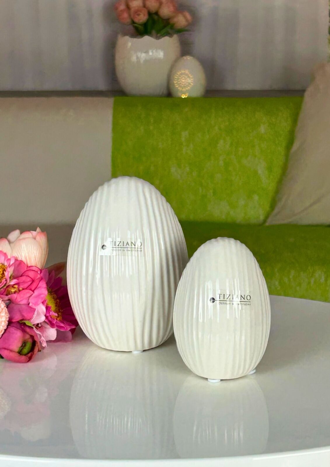 Deko Ei Sepia 9cm cremeweiß