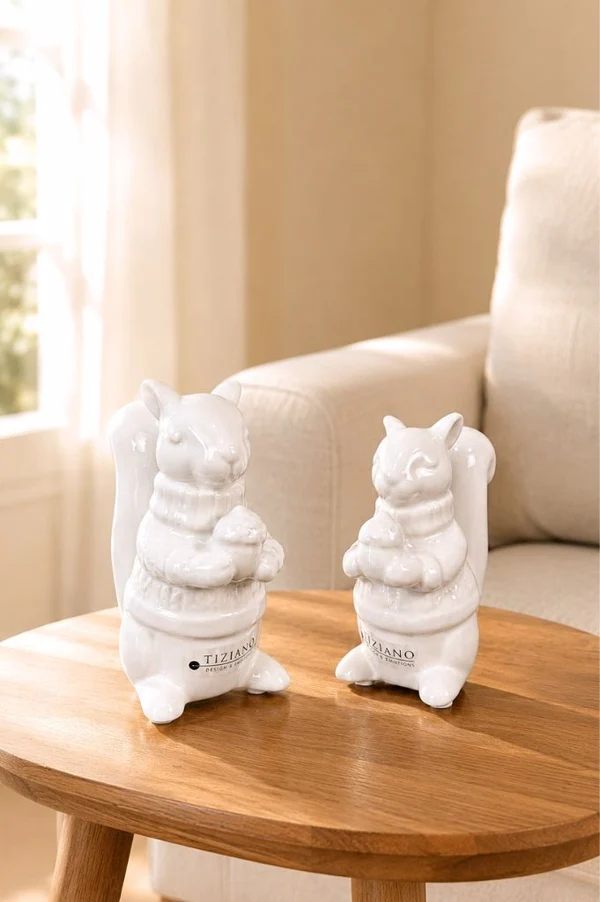 figurine, eichel, weiß, keramik, deko