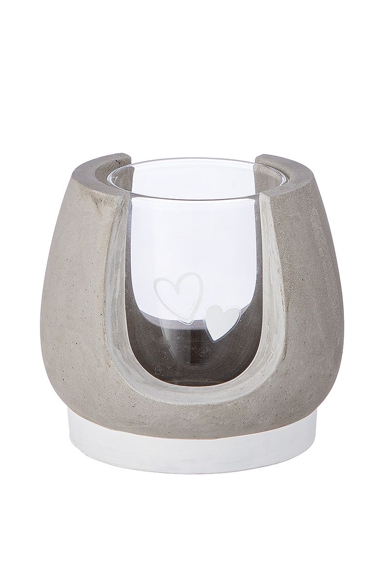 Zement Windlicht Hearts bauchig Töpferei, Krug, Glas, Vase