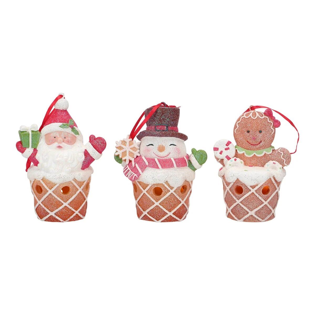 Icecream Gingerbread LED 3er Set Sahne, Nachtisch, Essen, Eiscreme, Cupcake