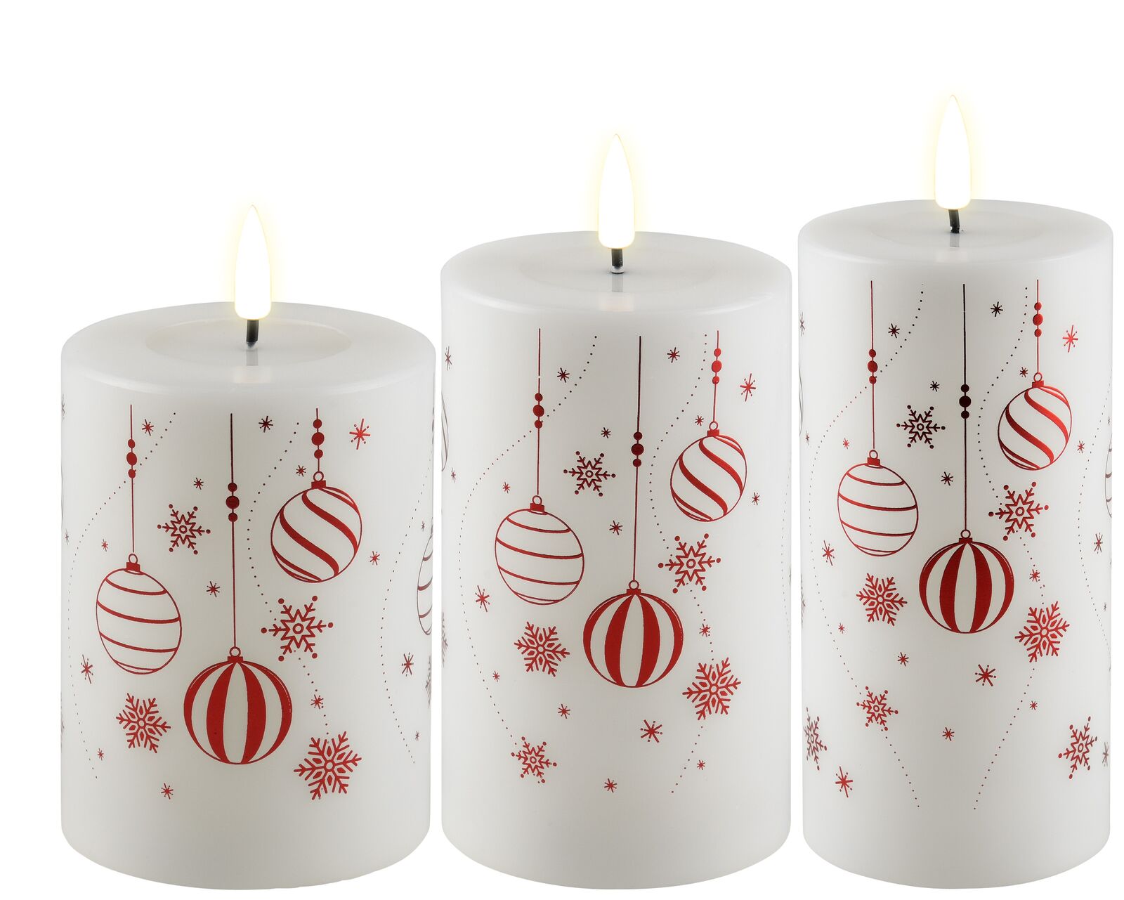 Weihnachts-Giftbox Stumpenkerzen LED weiß/rot mit Aufdruck