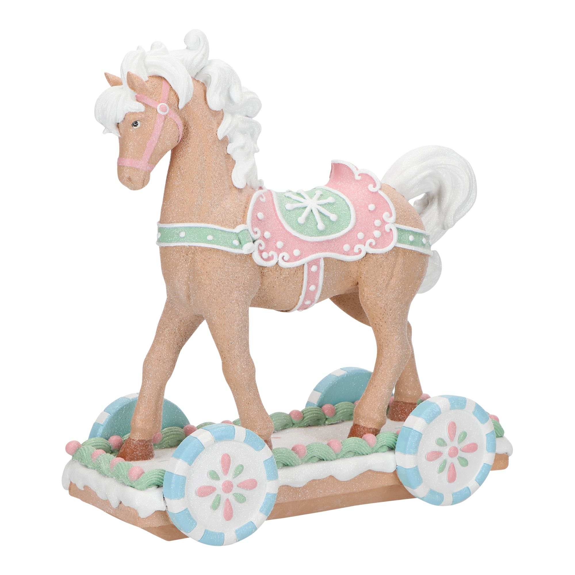 Lebkuchenpferd auf Anhänger 38cm Figur