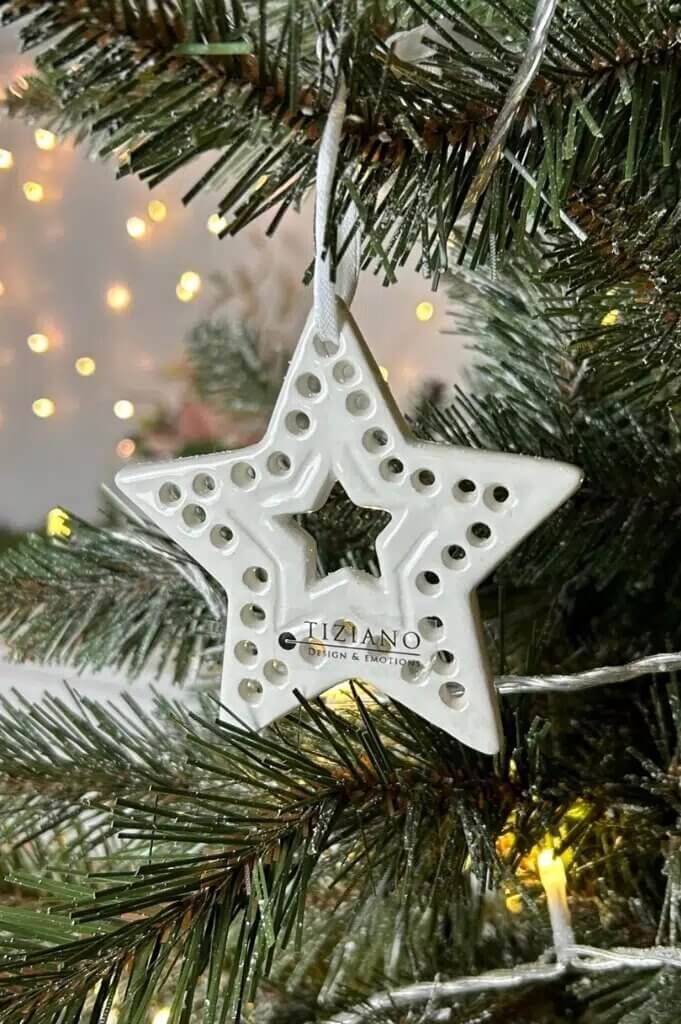 Hänger Stern Rosante Mitte 8,5cm cremeweiß Hänger Stern Rosante Mitte 8,5cm cremeweiß