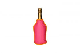 Froid Kühlmanschette mit Discokugel-Motiv in neon pink Sektflasche, Champagnerflasche, Flasche, Glasflasche, Farbige Hülle