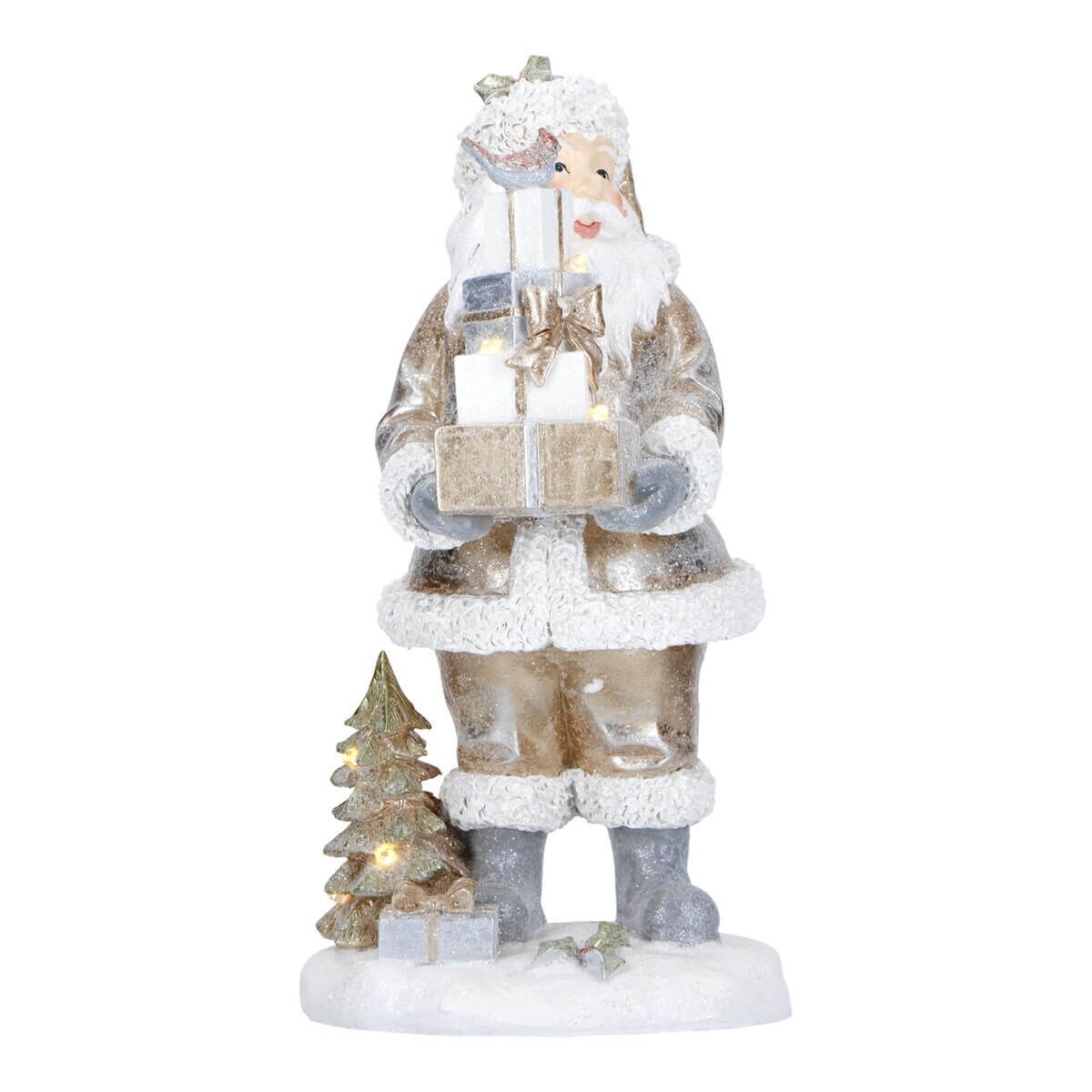 Santa mit Geschenk LED 31cm Nussknacker, Figur, Person