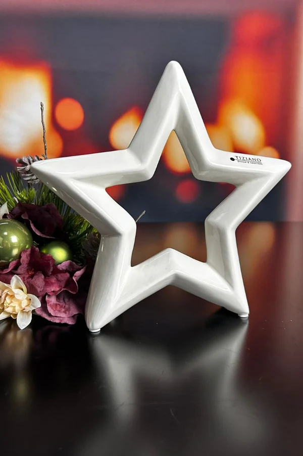 Deko Stern Saphira 14cm cremeweiß