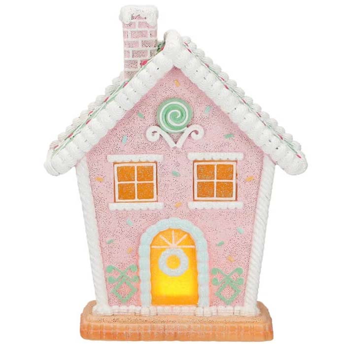 Christmas Gingerbread House LED rosa Essen, Süßigkeiten, Plätzchen