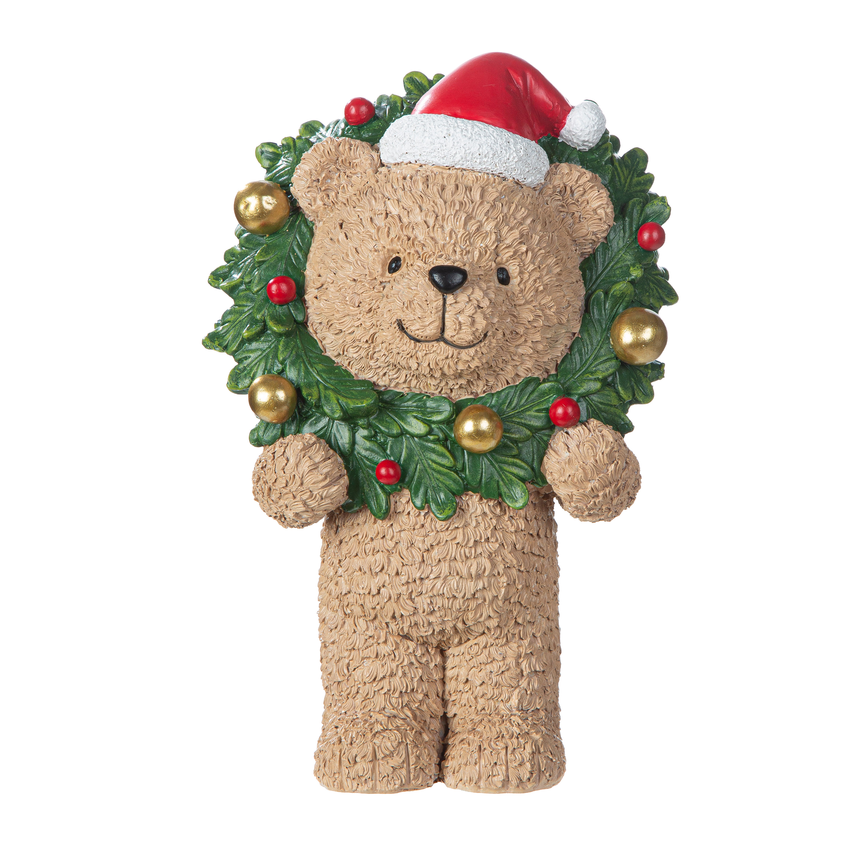 Deko Figur Yulebär Kranzmotiv 20cm Teddybär, Weihnacht, Bär, Kranz, Dekoration
