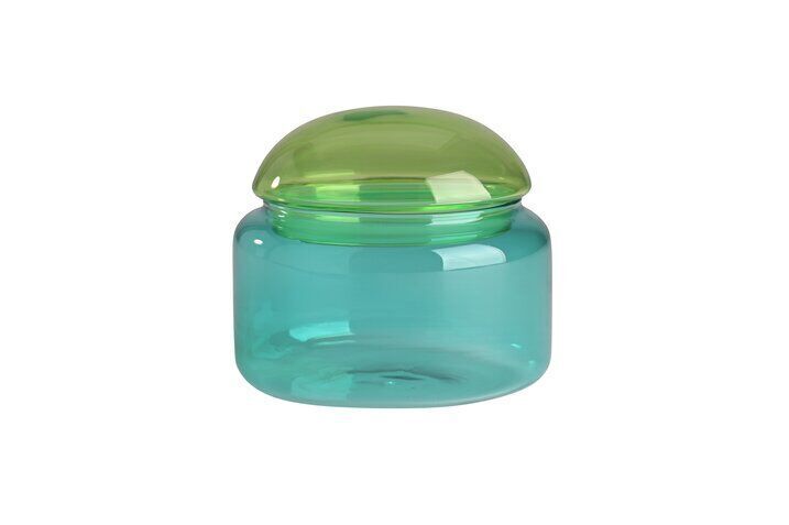Voile Glasdose grün/blau Krug