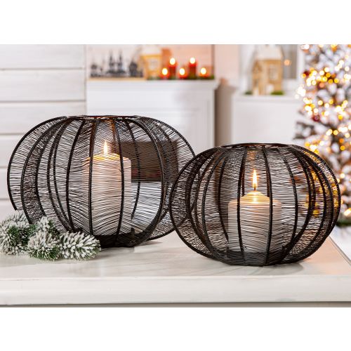 Kerzenleuchter Black Pumpkin Metall schwarz 17cm Lampe