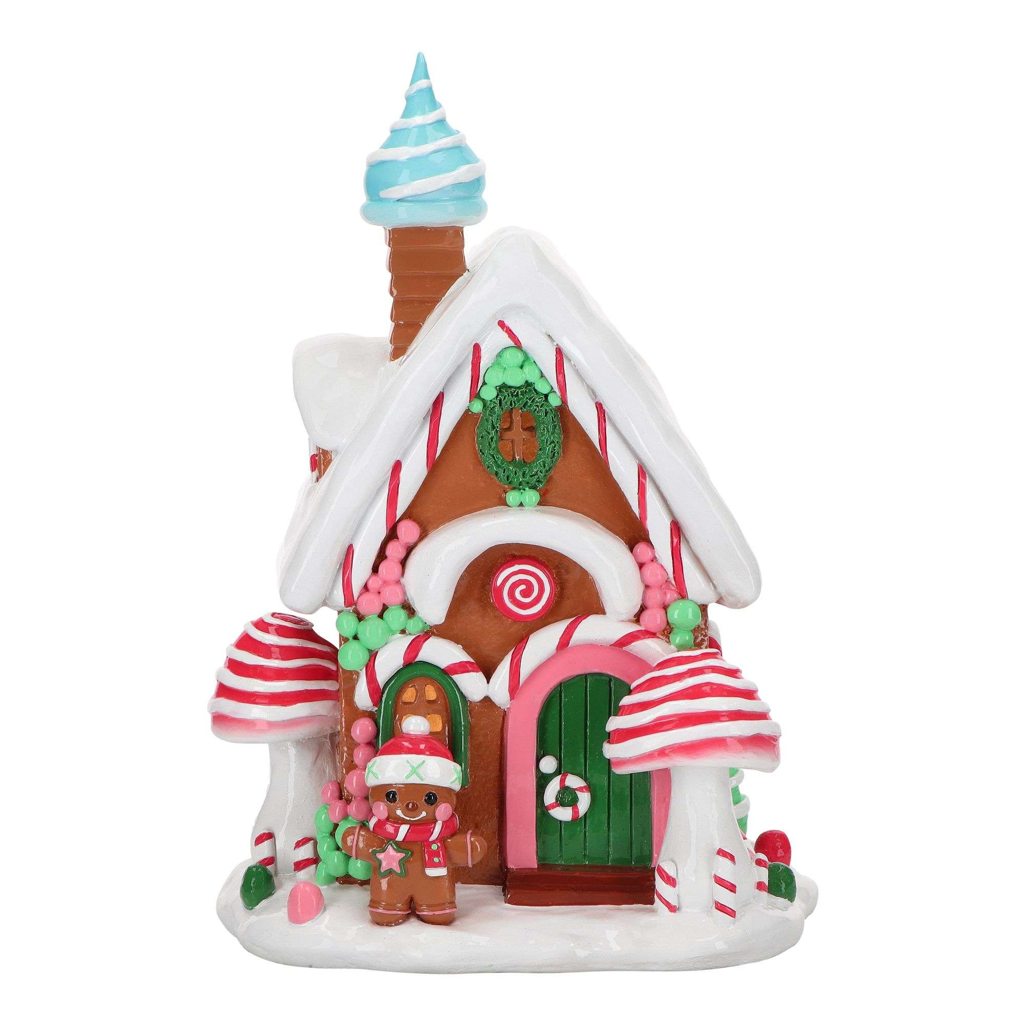 Gingerbread House Shrooms LED 30cm Essen, Süßigkeiten, Plätzchen, Geburtstagstorte, Zuckerguss