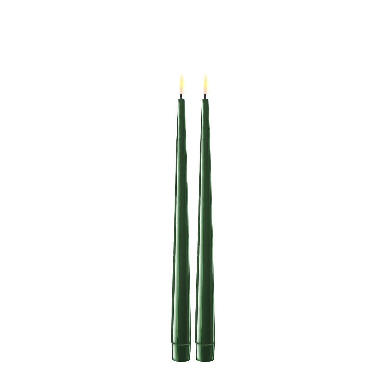 RF-K-0029 Stabkerze mit Lack LED 28 cm dunkelgrün 2 Stück