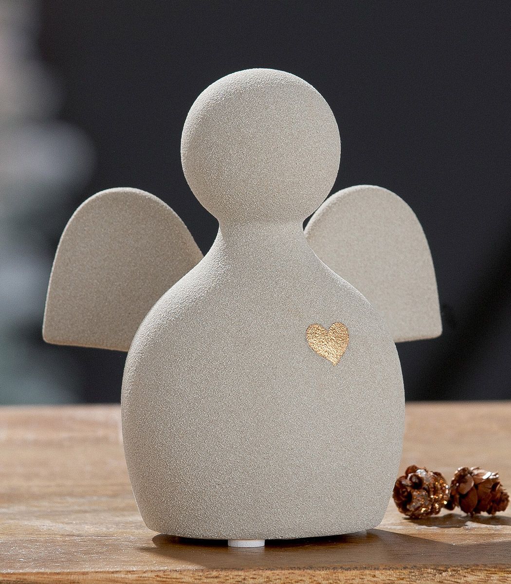 Figur Engel Heart 13,5cm Keramik Kunst