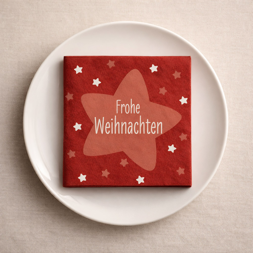 Serviette Glim Sternmotiv rot weihnachtskarte, geschenkverpackung, rote farbe, sternendesign, frohe weihnachten