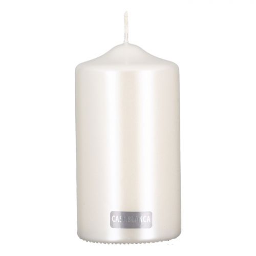 Stumpenkerze Metallic weiß 15cm Kerze, Flasche, Shaker