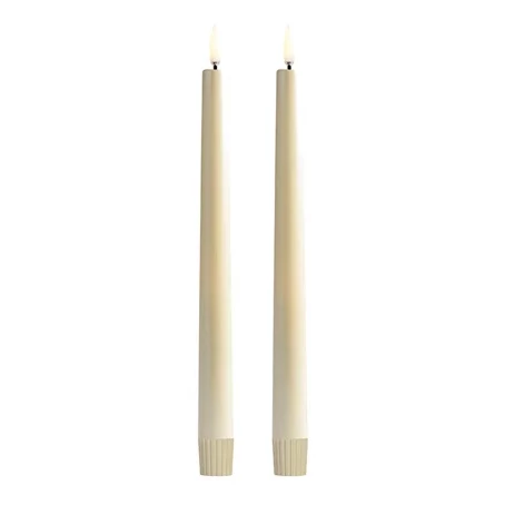 Piffany LED Spitzkerzen im 2er-Set, Pearl Ivory, 2,3x25cm eingebuchte Kerzen, Stabkerzen, Kerzen, Duolo Kerzen, Wachs Kerzen