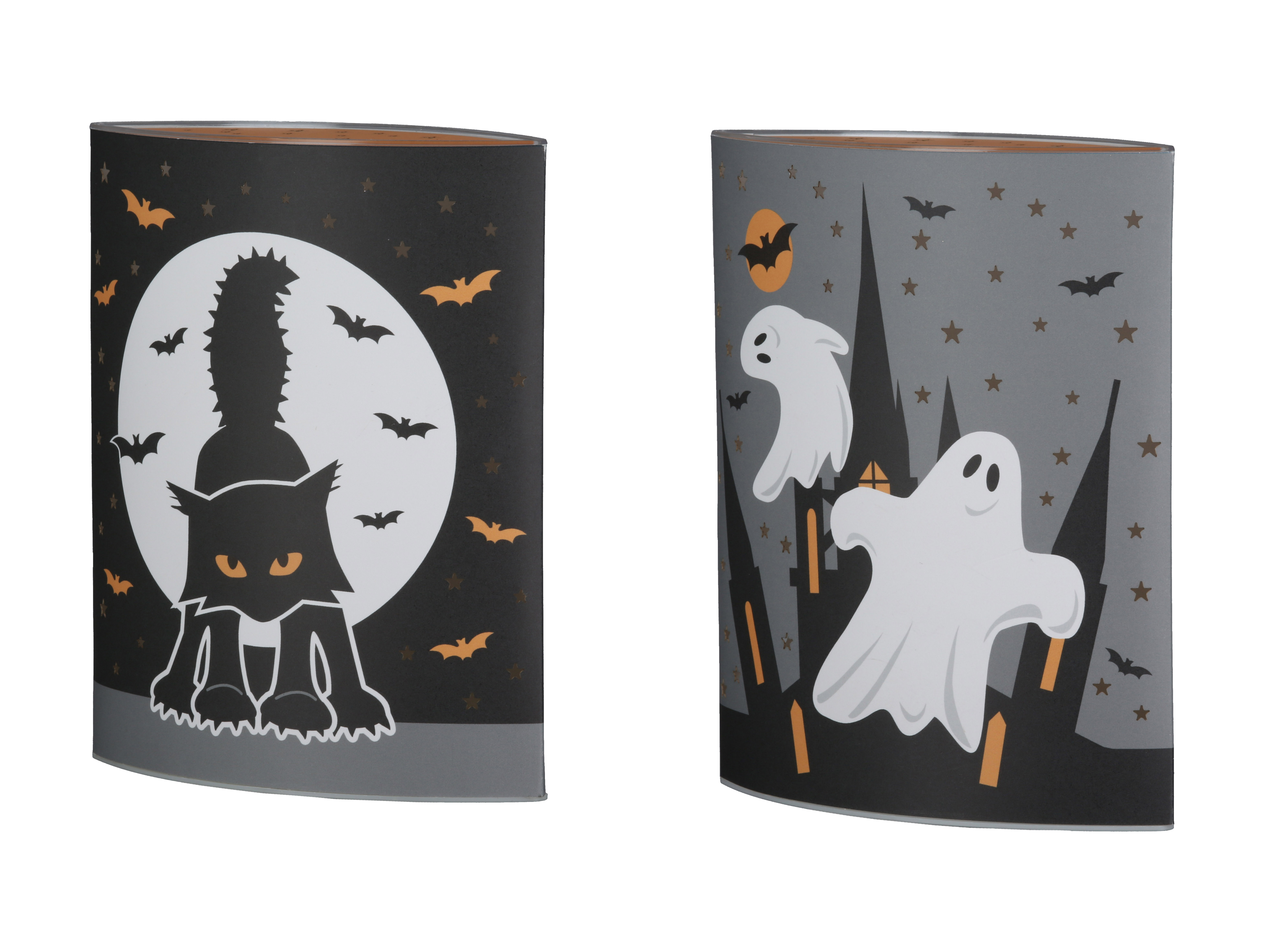 Dekoleuchte Halloween LED Papier Katze, Mond, Fledermaus, Kissen, Halloween