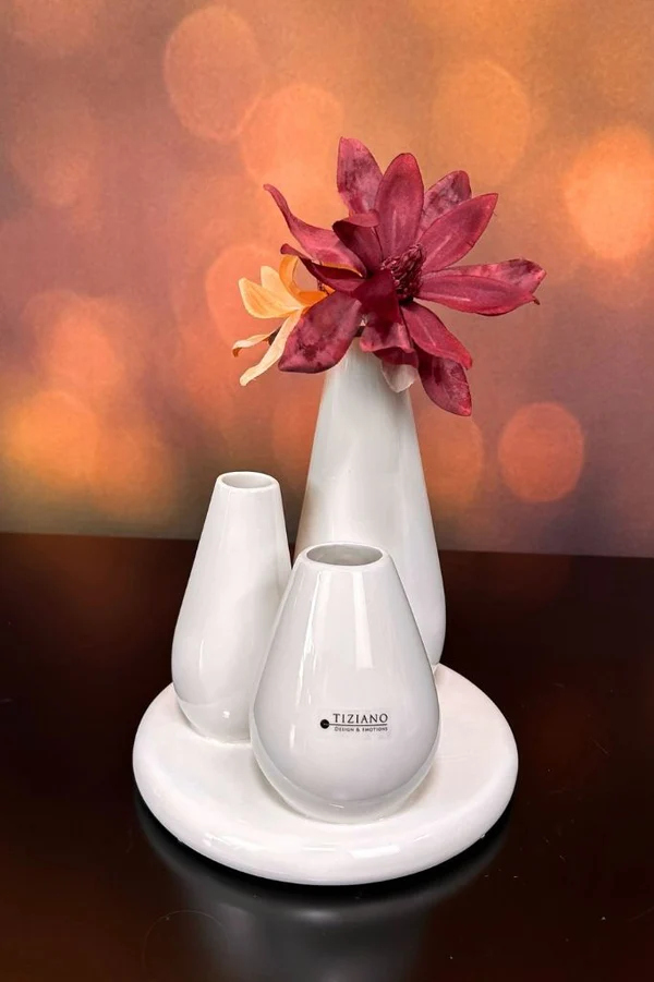Porzellanvase, Vase Set, Moderne Vase, weiße Keramik, Blumenständer