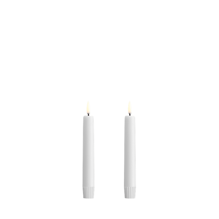 Piffany LED Spitzkerzen Soft-fit Cap 2er Set 2,3x16,4cm Nordic White Kerze, Paar Kerzen, Weiße Kerze, Stabkerze, Votivkerze