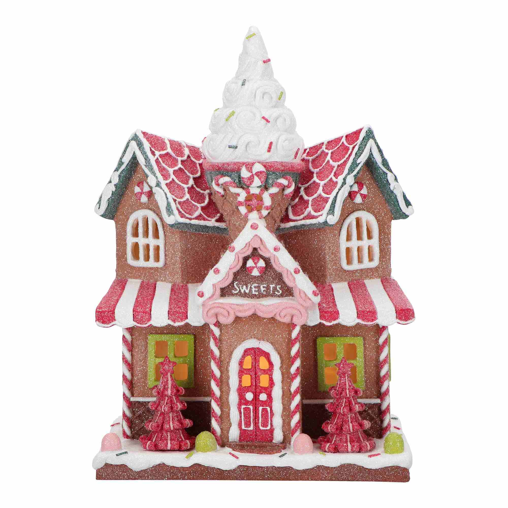 Gingerbread House Sweets LED 28cm Essen, Süßigkeiten, Plätzchen, Geburtstagstorte, Lebkuchen