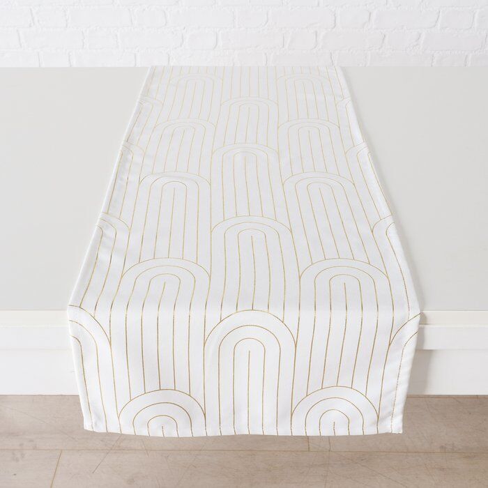 Tischläufer Bogan weiß/gold Design 2