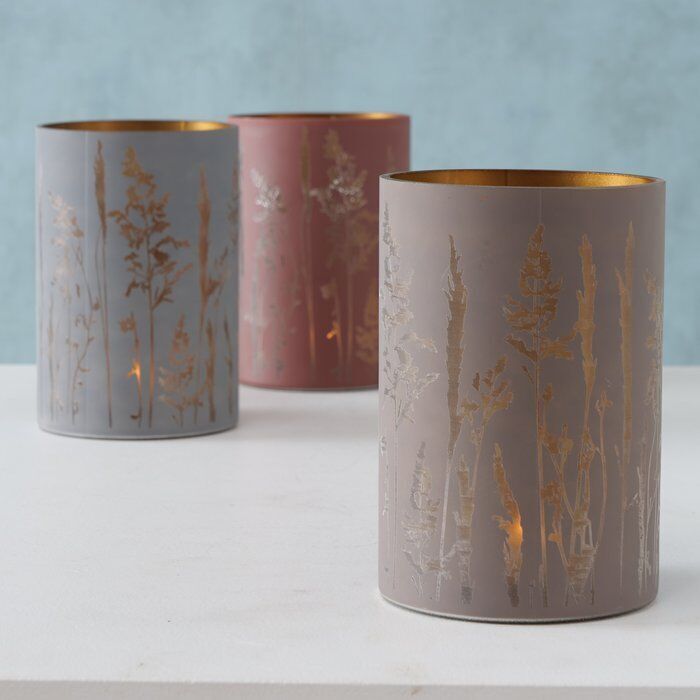 Windlicht Gräser 20cm rot