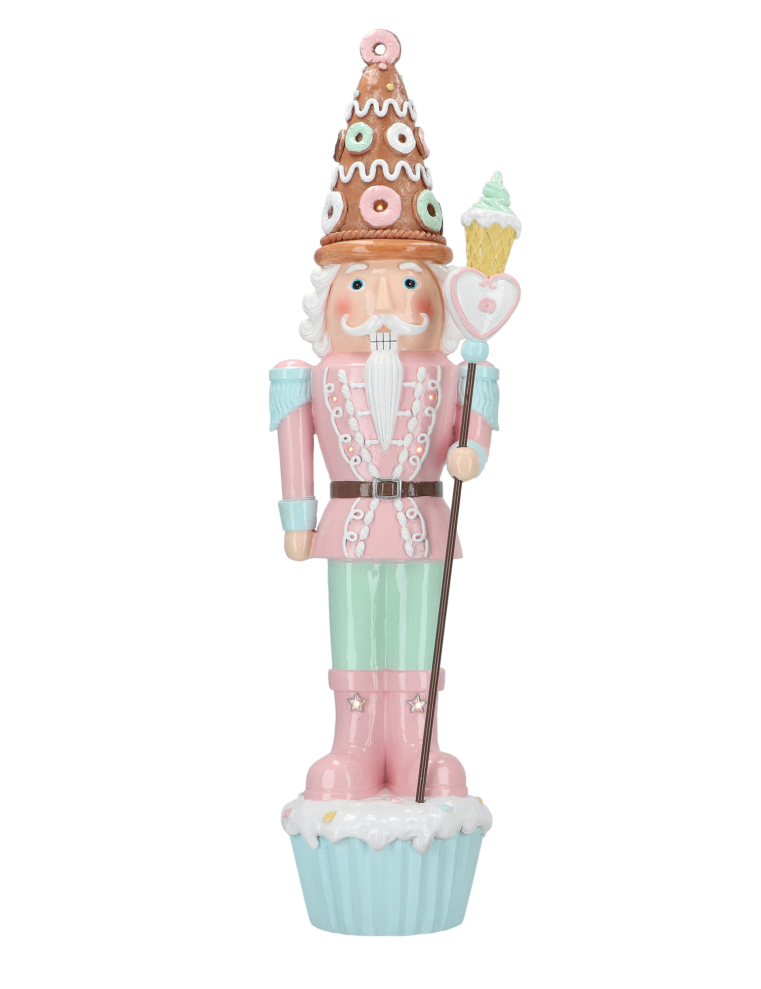 Nußknacker auf Cupcake rosa 70cm LED Nussknacker, Person