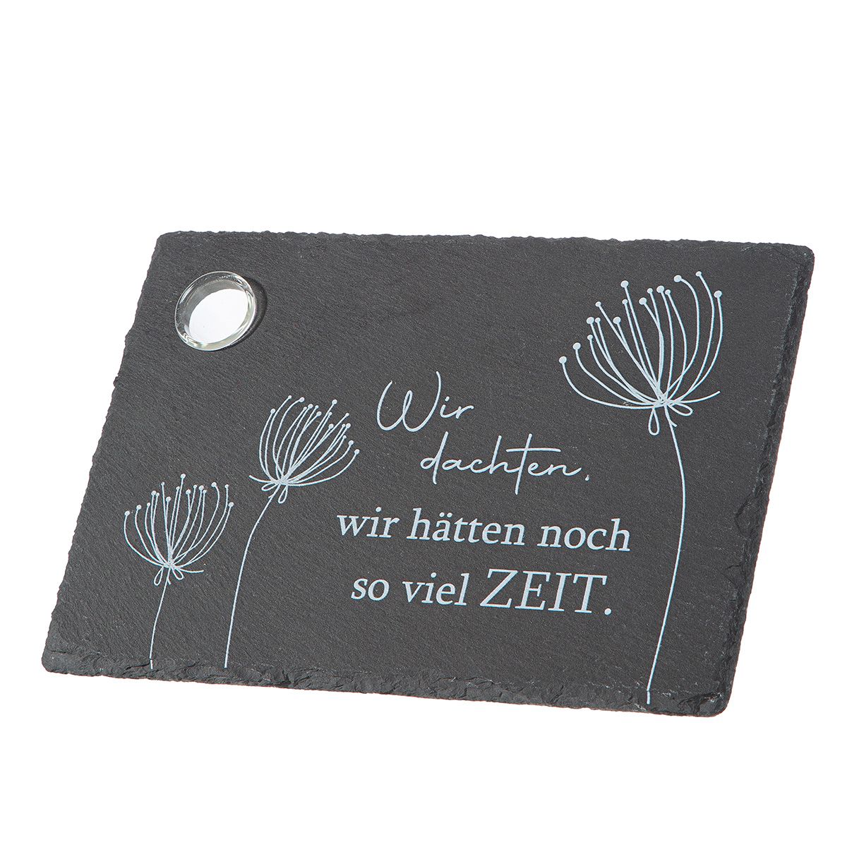 Gedenkobjekt mit Vase "Zeit" Visitenkarte, Papier, Text