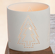 25889v1 Windlicht Weihnachten Keramik weiß 7cm Variante 1