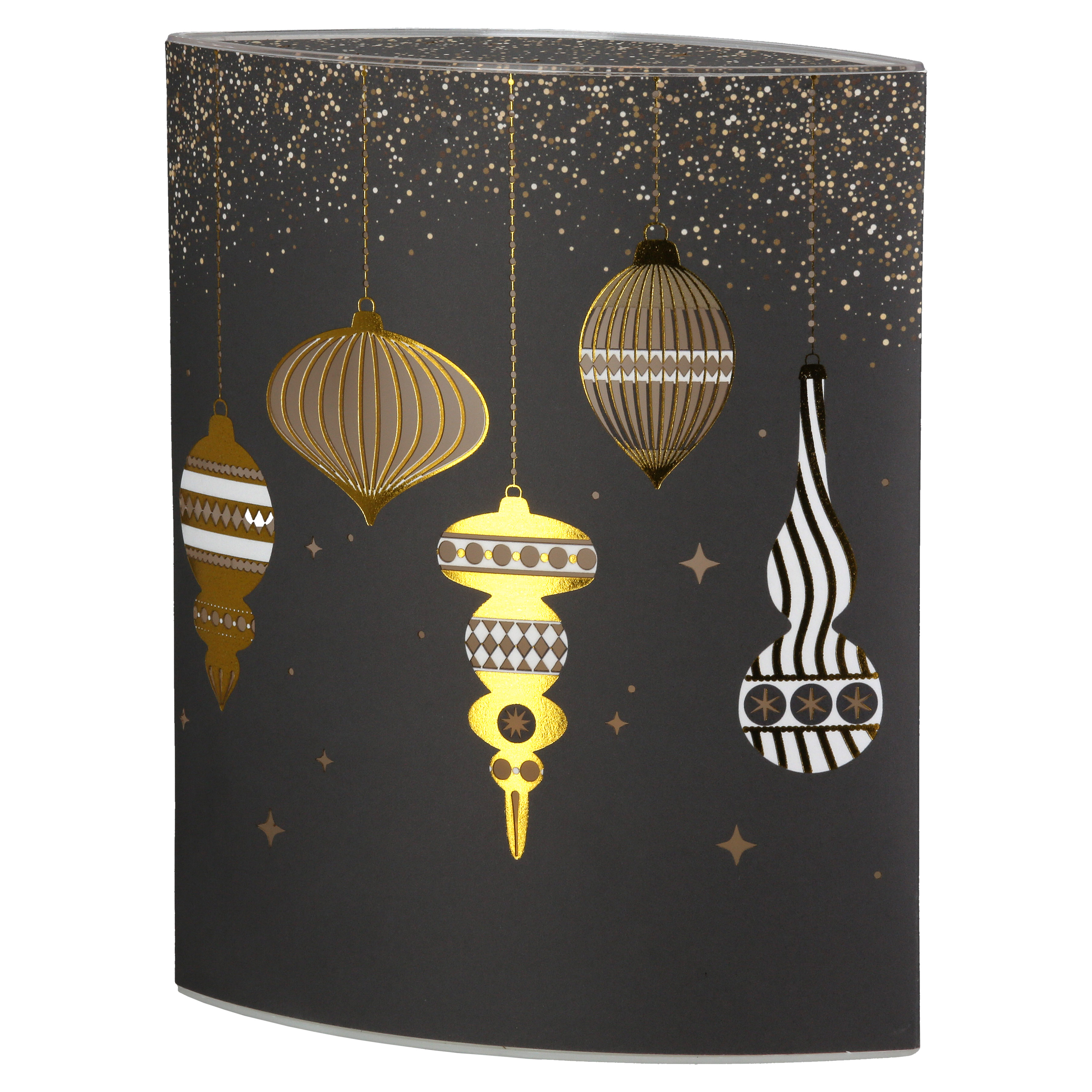Dekoleuchte Noel LED Papier grau weihnachtsornamente, ornamente, hänger, goldfarben, goldene schale