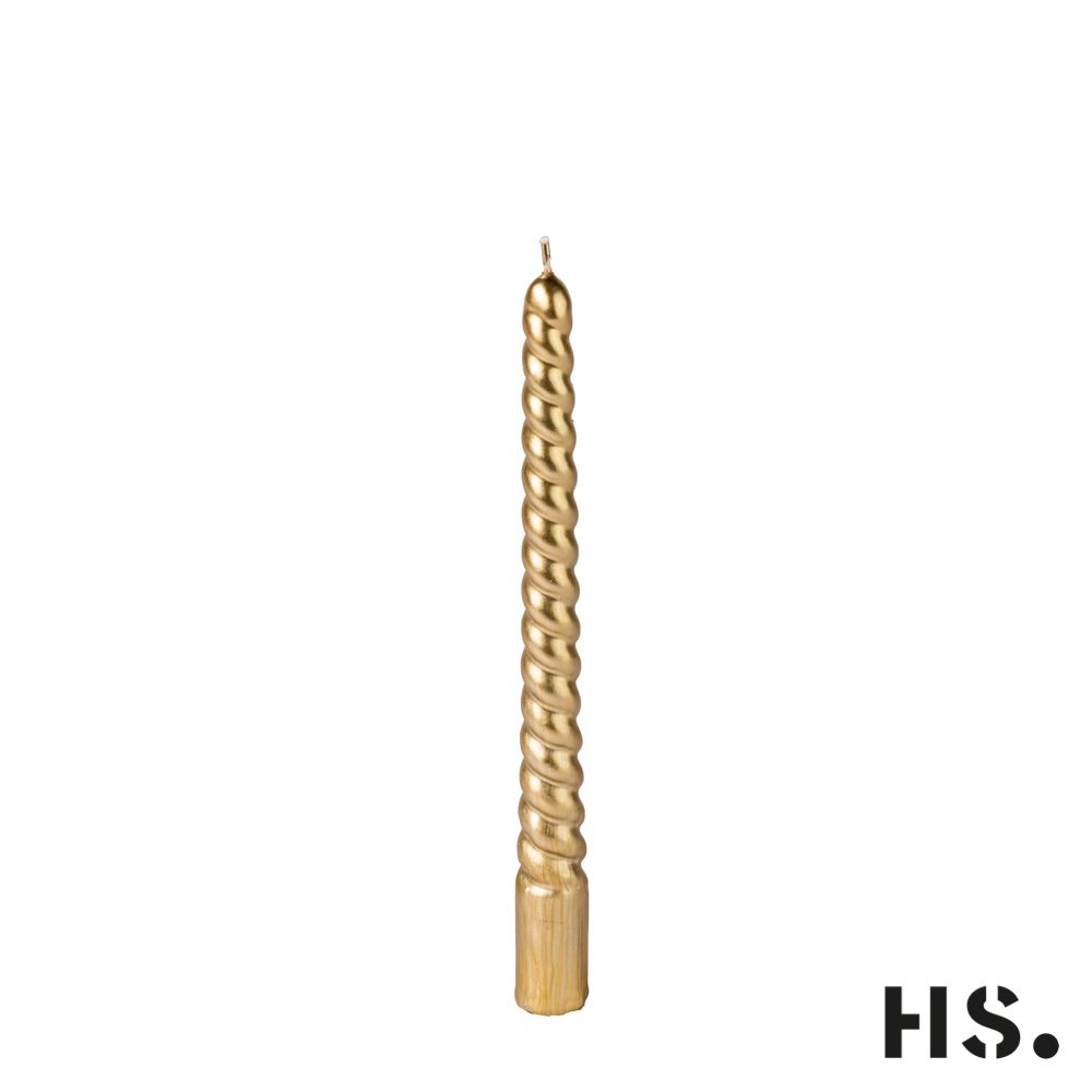 6vO-valc Dinner Candle Swirl gold 4 Stück