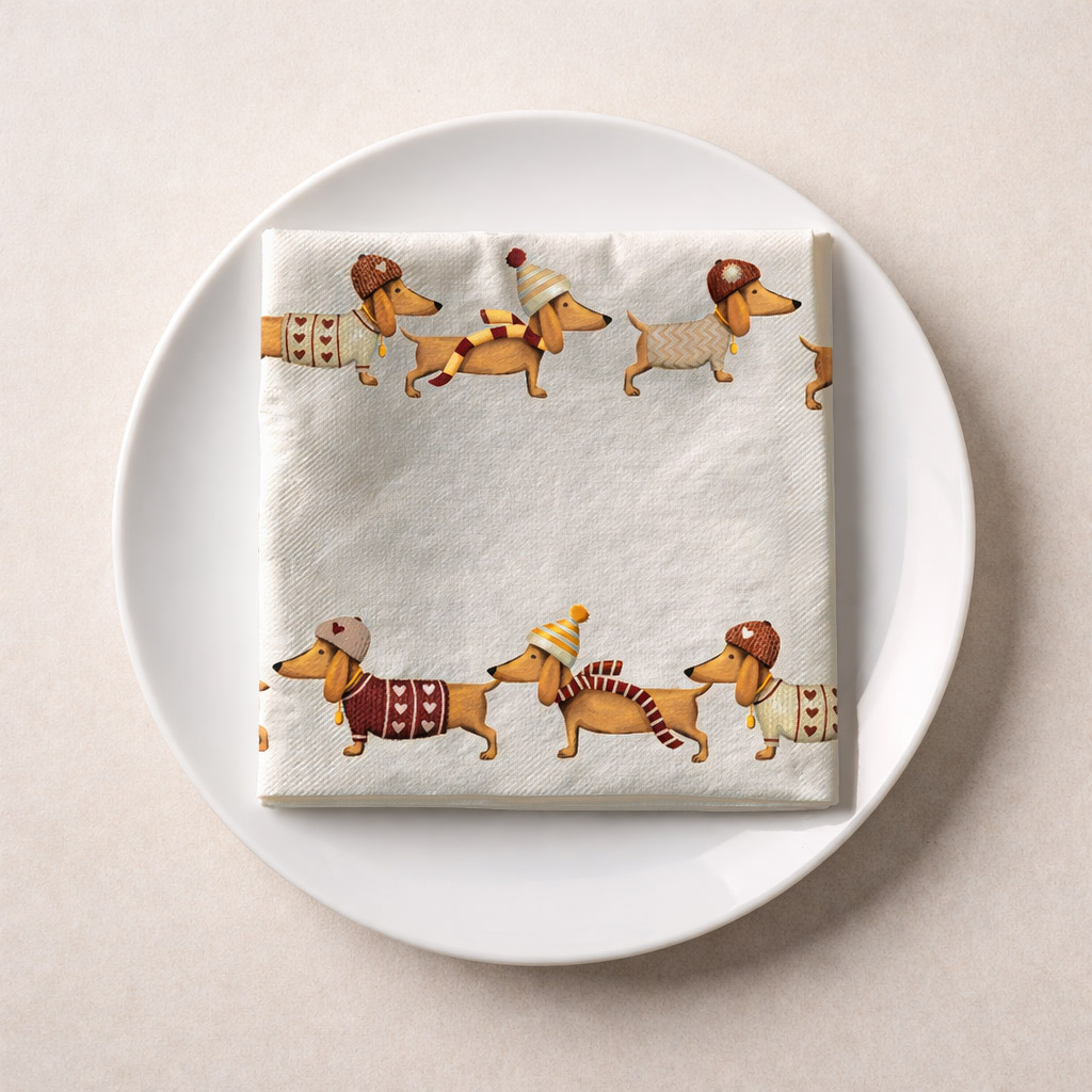 Tuch, Servietten, Weihnachtsmuster, Hunde, Strickmuster