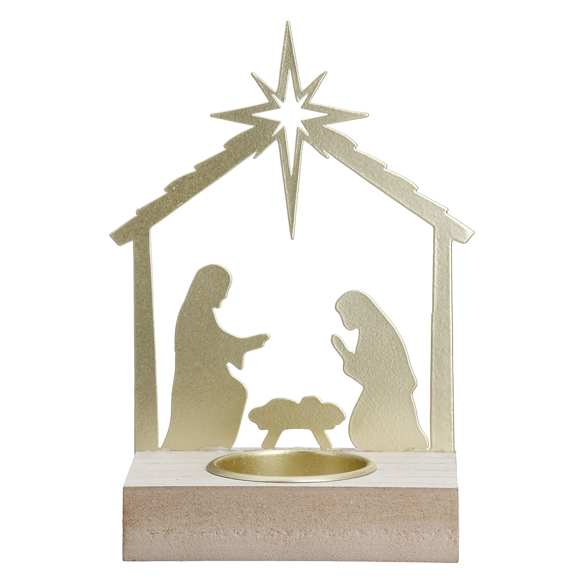 Krippenfigur, Weihnachtskrippe, Holzfigur, Goldene Silhouette, Nativity Scene
