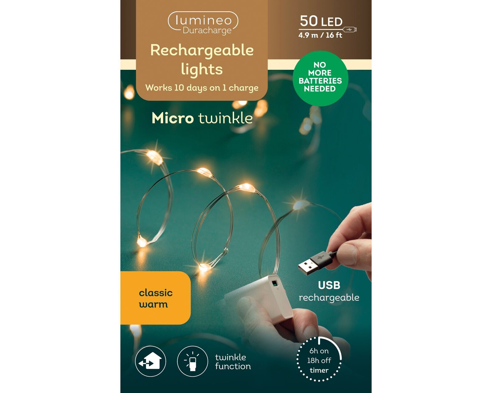 Lichterkette 4,9m 50 LED USB Werbung, Plakat