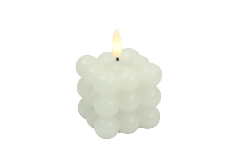 LED Bubble Kerze Lyon S weiß 7,5cm Kerze