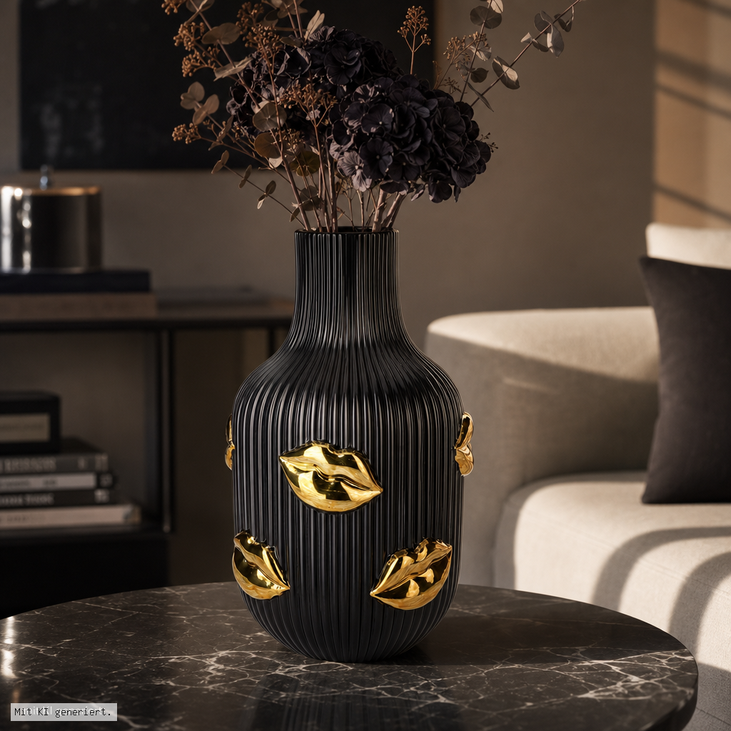 vase, blumen, goldene akzente, moderner dekoration, tischvase