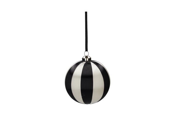 Chinois Weihnachtskugel 8cm Streifen schwarz/weiß Zubehor, Ohrring, Schmuck
