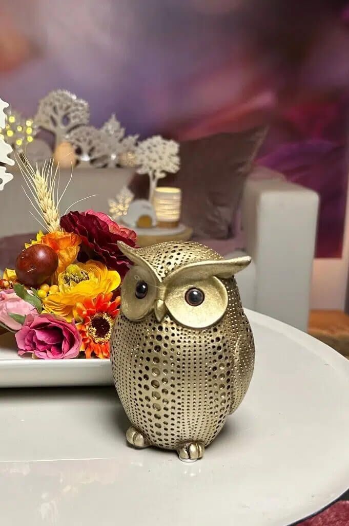 Eule Amira gold 12cm Kunst, Kunsthandwerk, Essen, Präsentation des Essens, Vogel