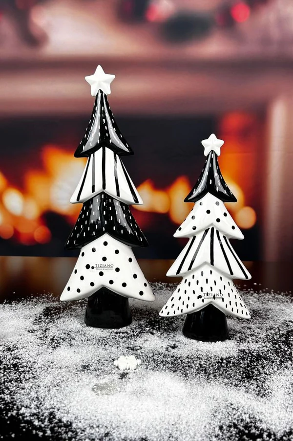 Deko Baum Medora 24cm schwarz/cremeweiß