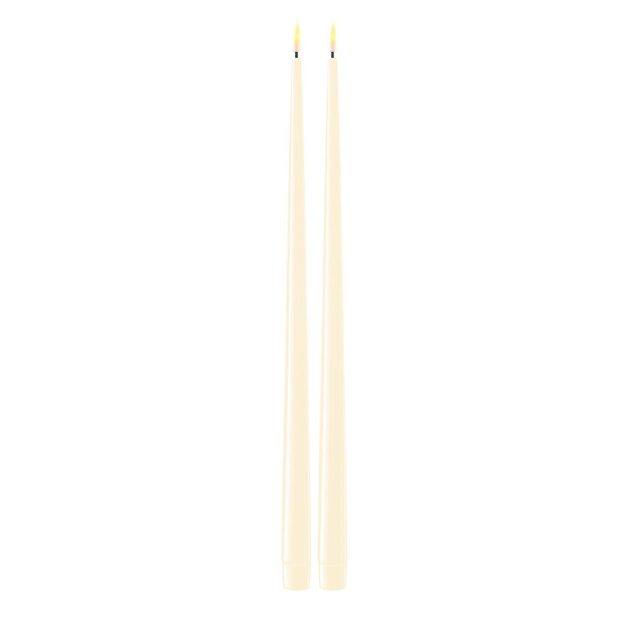 RF-K-0018 Stabkerze mit Lack LED 38 cm creme 2 Stück