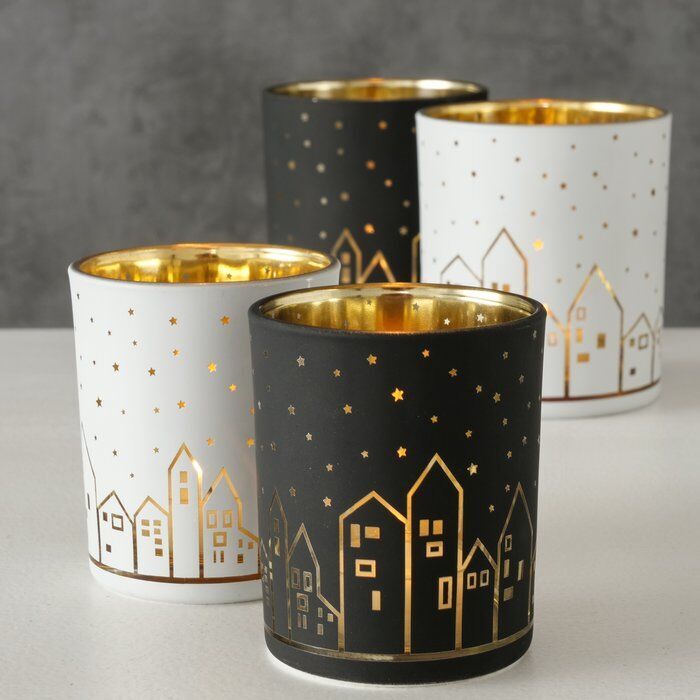 Windlicht Little Town 8cm weiß