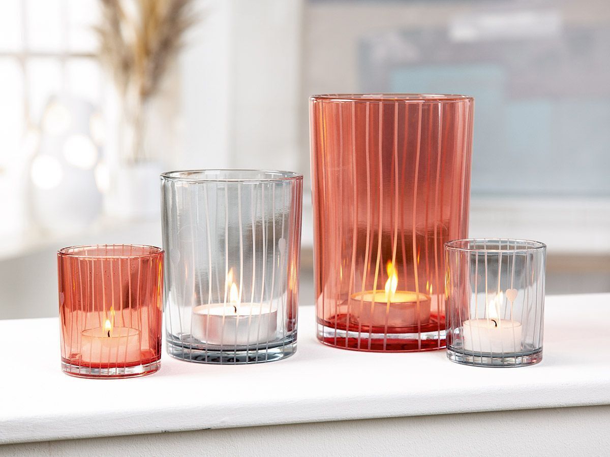 27235_2_3 Windlicht Lines 8cm rot