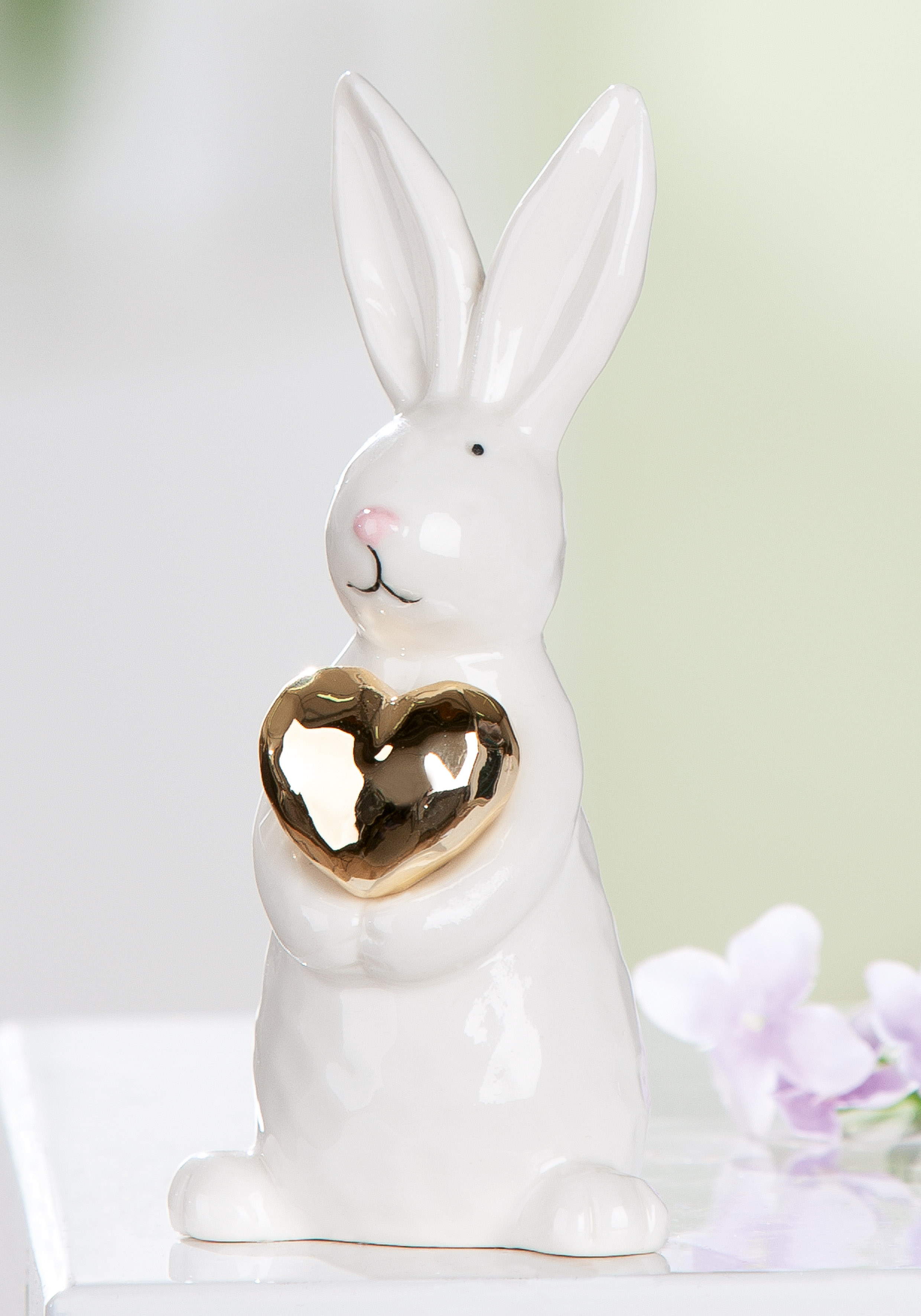 Dekofigur Hase Hoppy Keramik weiß 12,5cm Dekofigur Hase Hoppy Keramik weiß 12,5cm