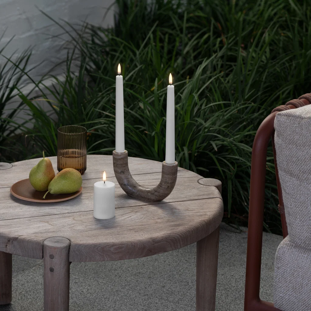 Piffany Outdoor LED Spitzkerzen, Weiß, 2er Set, 2,3x25cm kerzenhalter, kerzen, tischdekoration, outdoor-deko, tisch