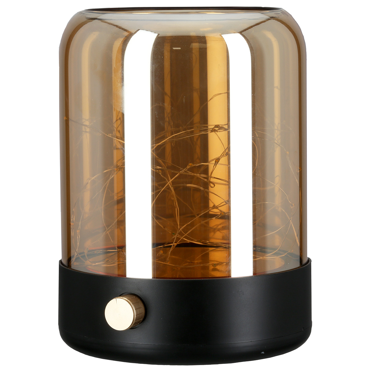 Windlicht Brightshine braun LED Glas 22cm lampe, Tischlampe, Glas, braun, dimmbar